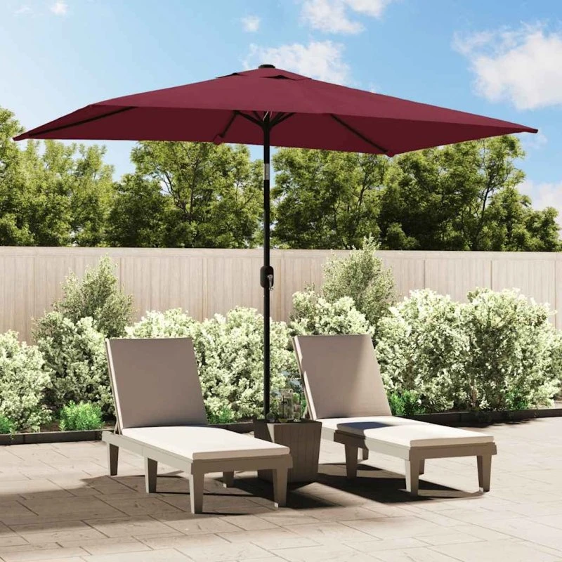 Parasol 300x200 cm bordeaux med metalstang
