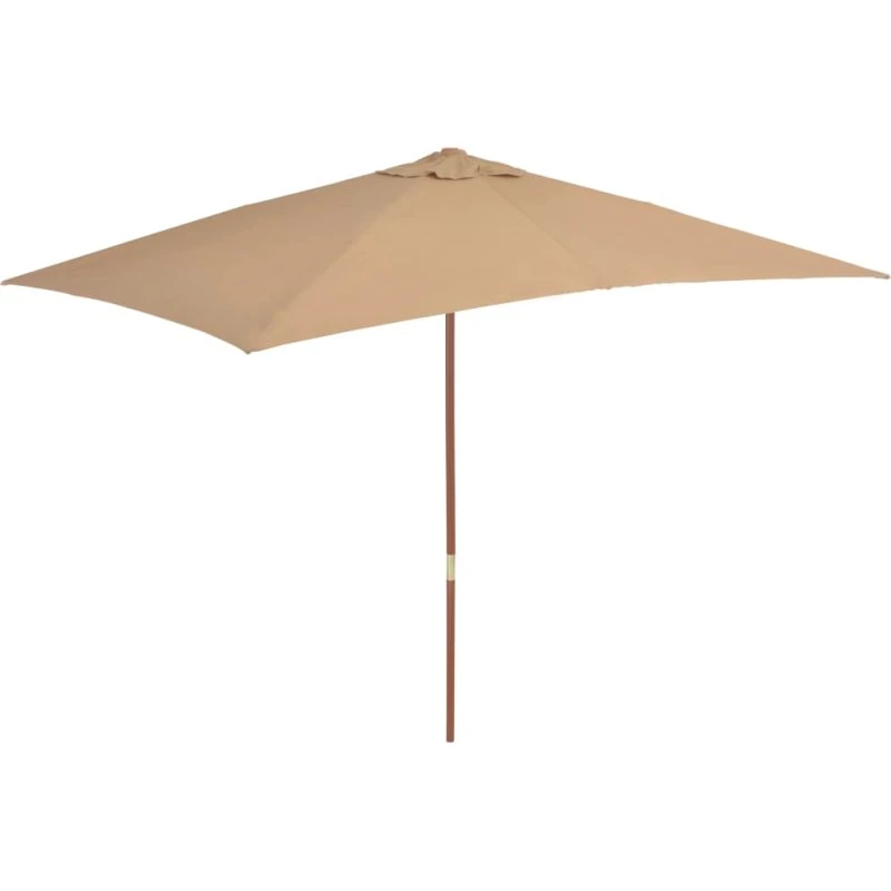 Parasol 200x300 cm træstang gråbrun