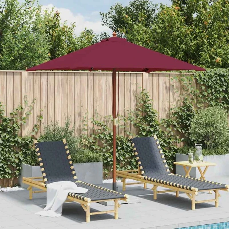 Parasol 150x200 cm træstang bordeauxrød