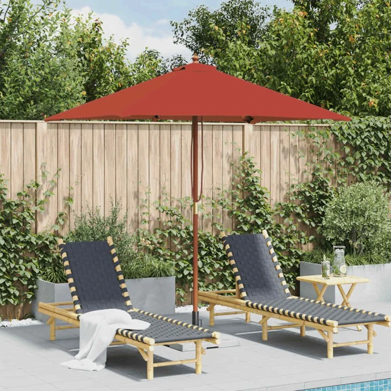 Parasol 150x200 cm terrakotta med træstang