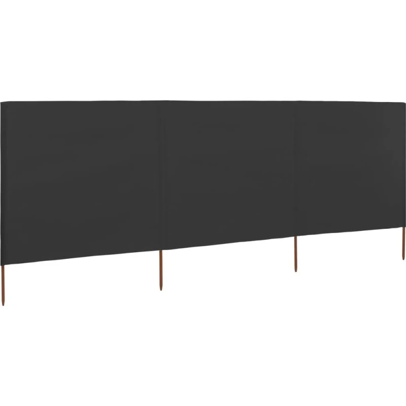 Læsejl 3-panel 400x120 cm i antracit med træstænger