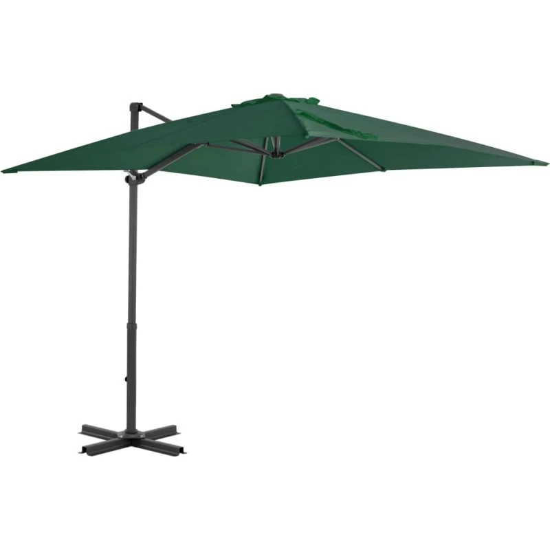 Hængeparasol 250x250 cm grøn - aluminiumsstang, 360°