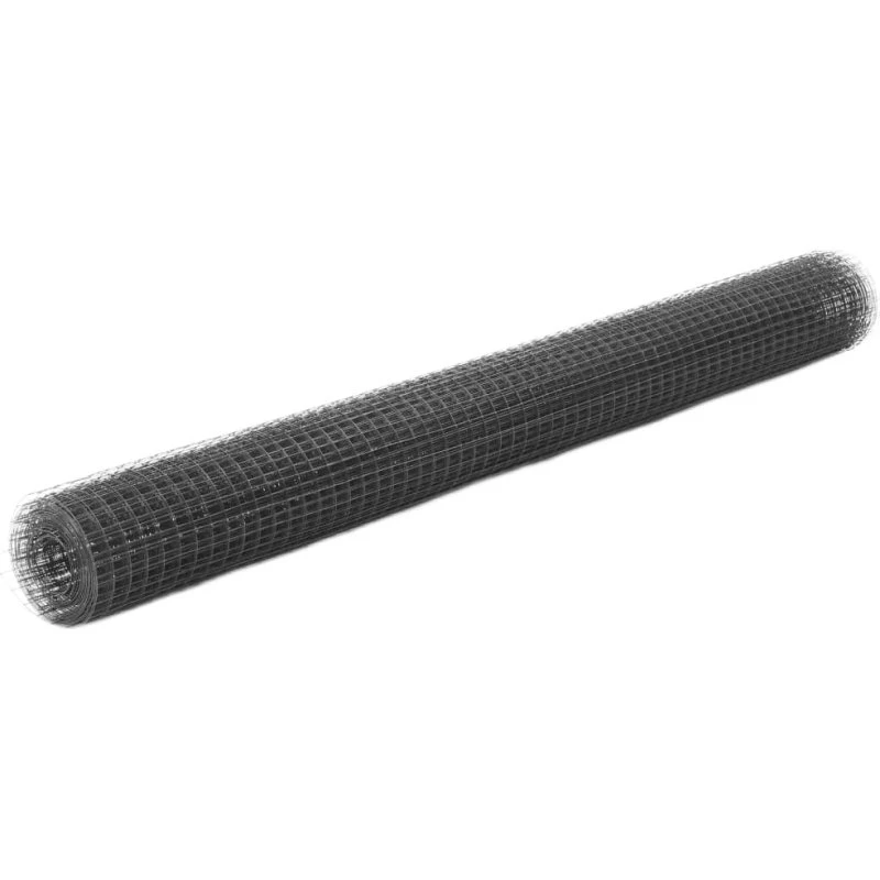 Hønsenet i stål med PVC 25 x 1,5 m - grå