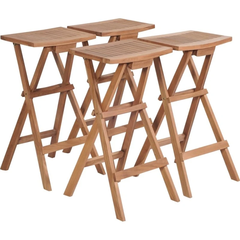 Foldbare barstole i massivt teaktræ, 4 stk.