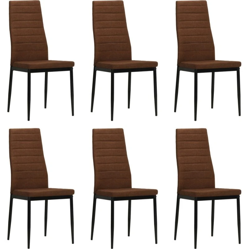 Spisebordsstole 6 stk — brun stof med stålstel
