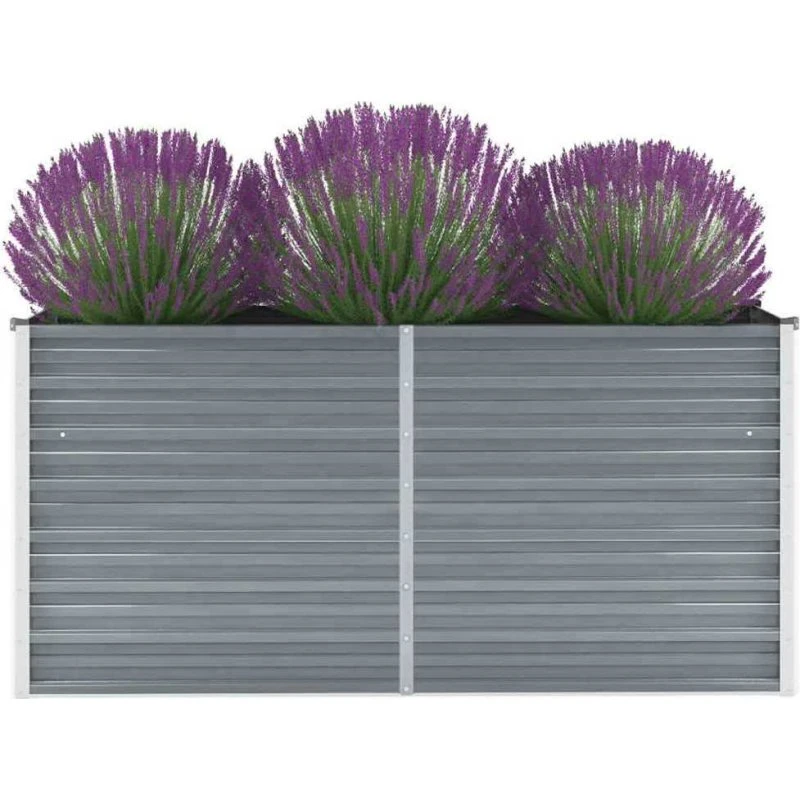 Højbed 160x40x77 cm – galvaniseret stål, grå