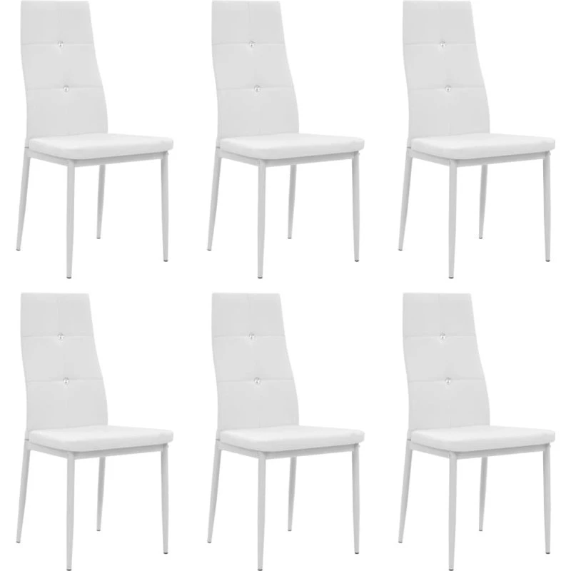 Spisebordsstole 6 stk. i hvidt kunstlæder – ergonomisk design