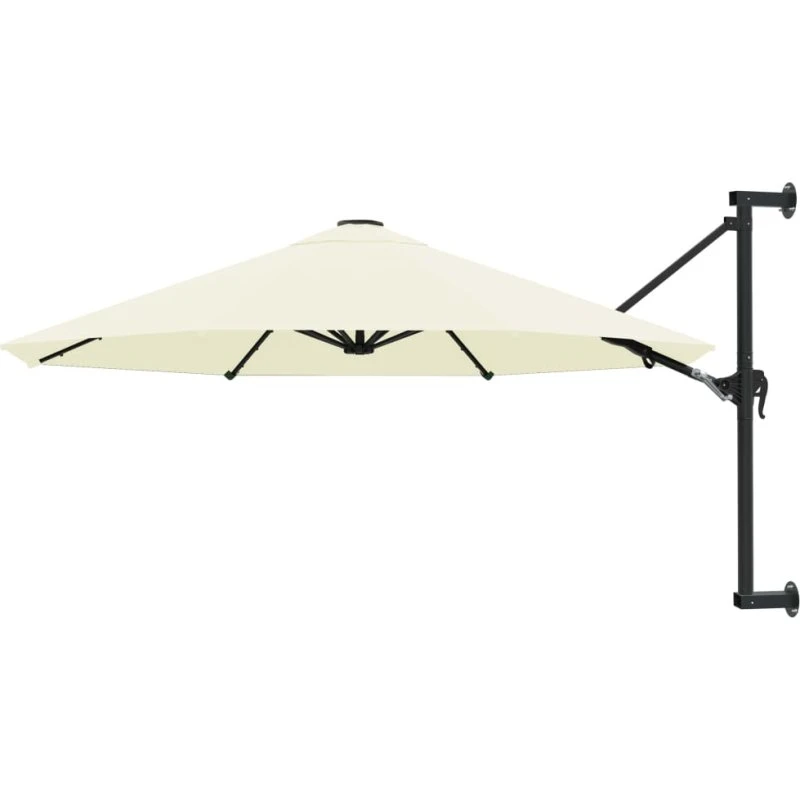 Væghængt parasol 300 cm med metalstang – sand