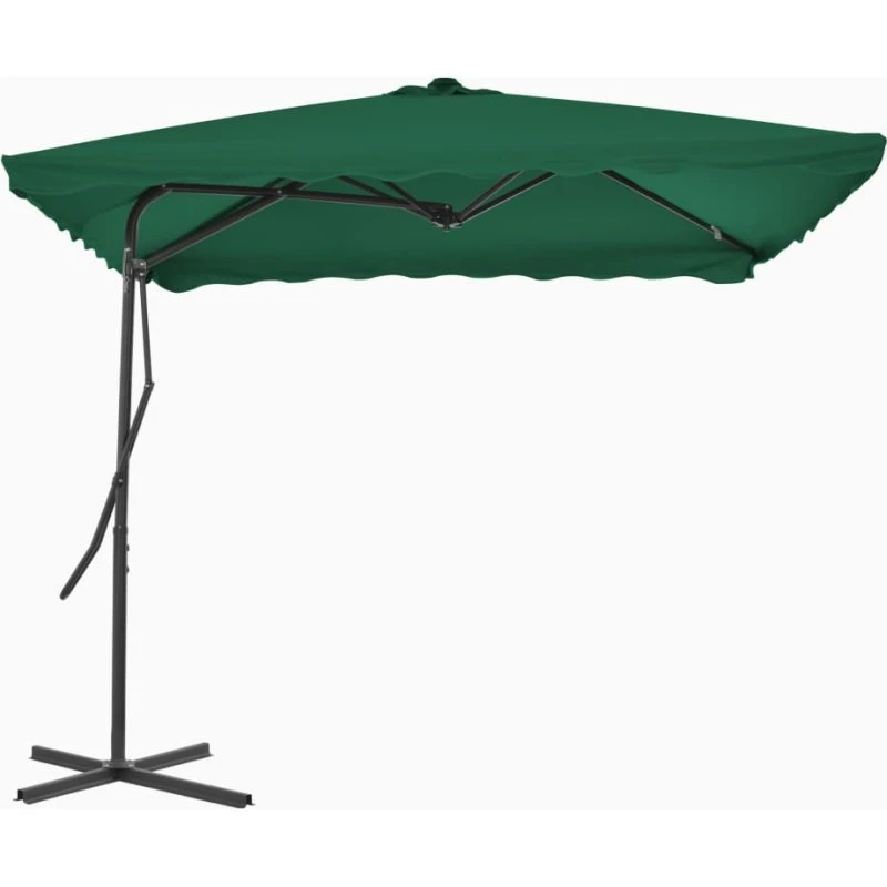 Parasol 250x250 cm grøn med stålstang og 360° rotation