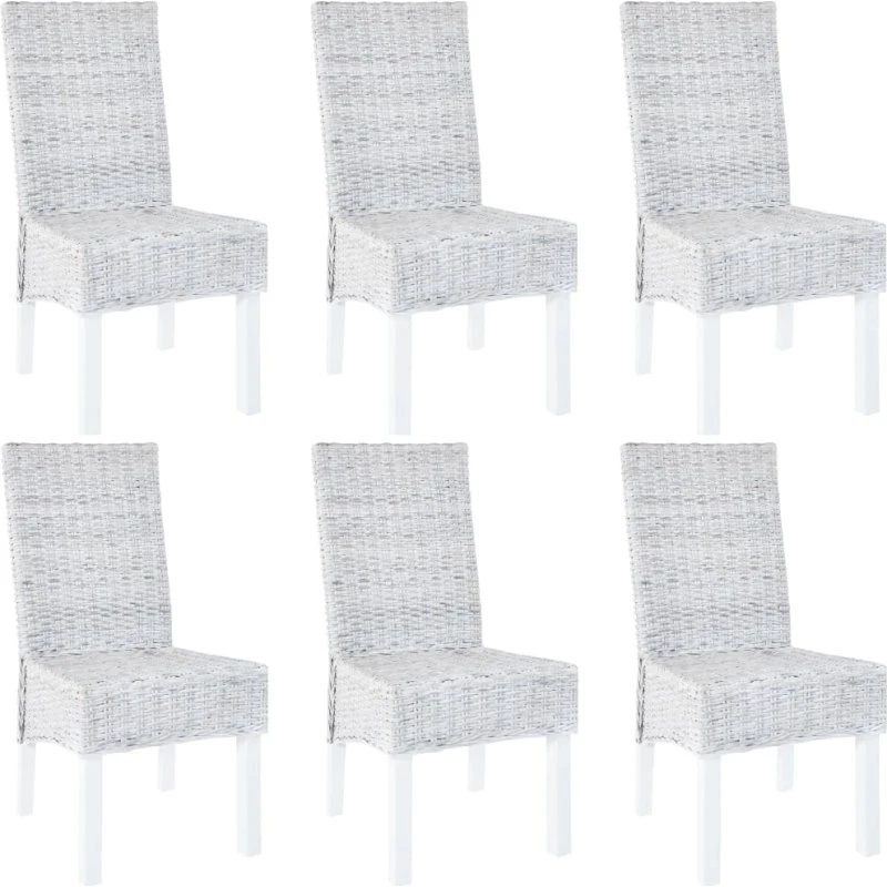 Spisebordsstole 6 stk. kubu-rattan & mangotræ lysebrun