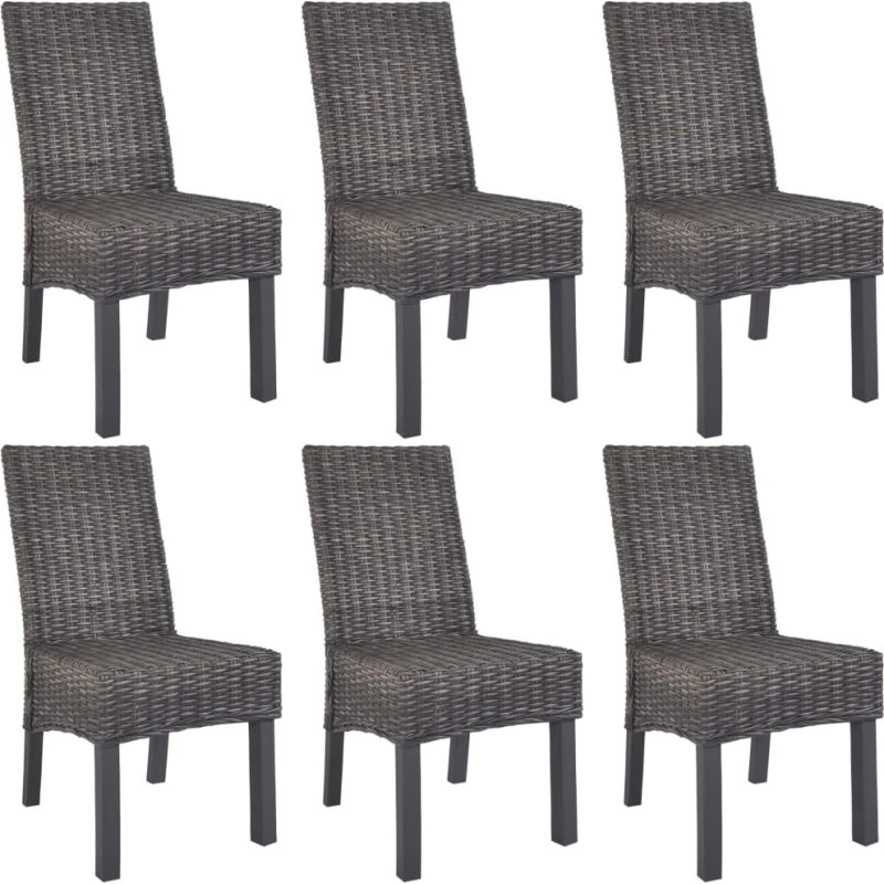 Spisebordsstole 6 stk. kubu-rattan & mangotræ, brun