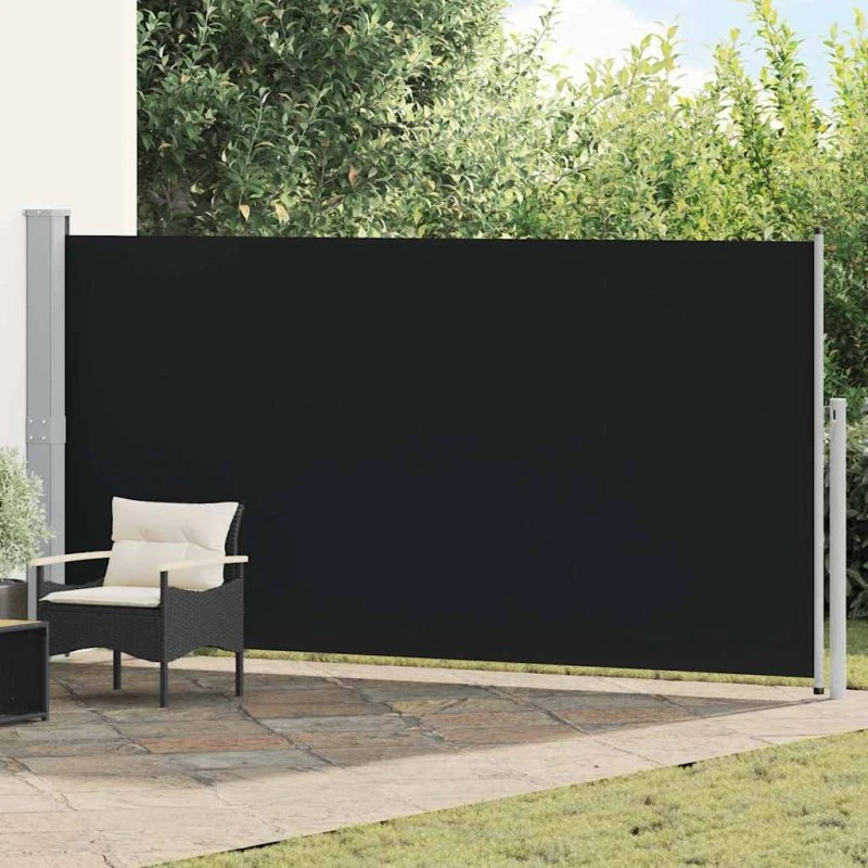 Sammenrullelig sidemarkise 160×500 cm – Sort