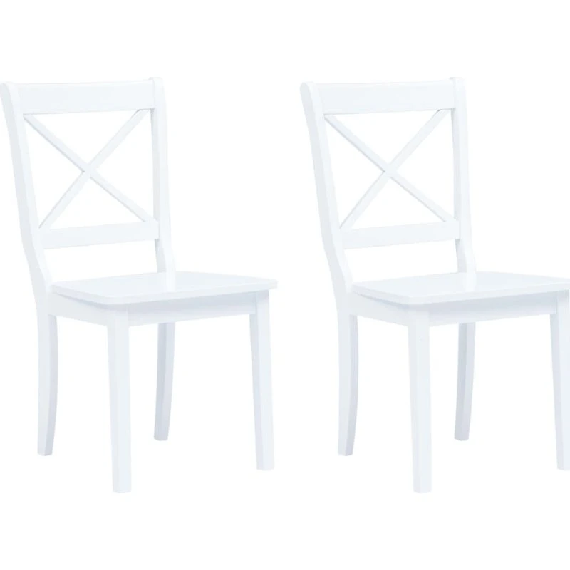 Spisebordsstole 2 stk. i massivt gummitræ, hvide