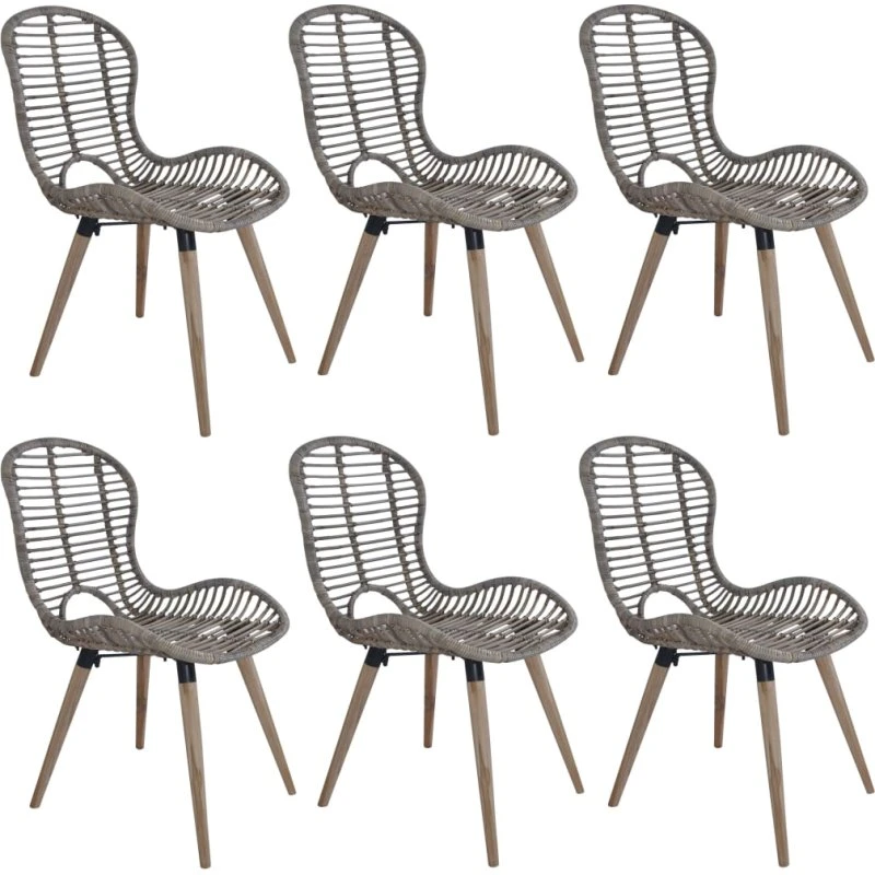 Spisebordsstole 6 stk. i naturligt rattan, brun