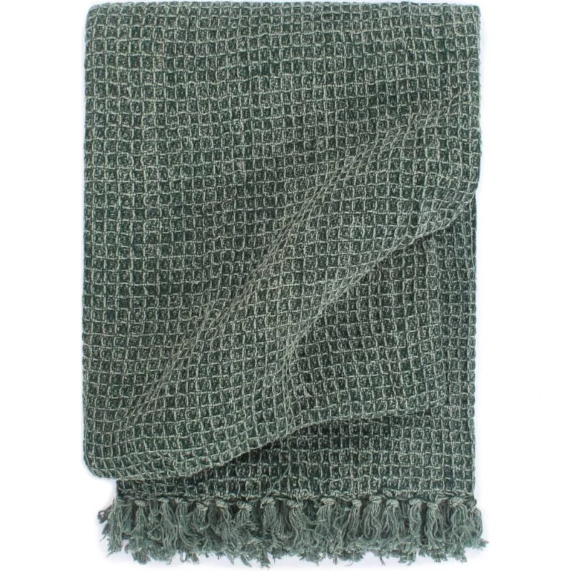 Plaid i 100% bomuld 125x150 cm - mørkegrøn