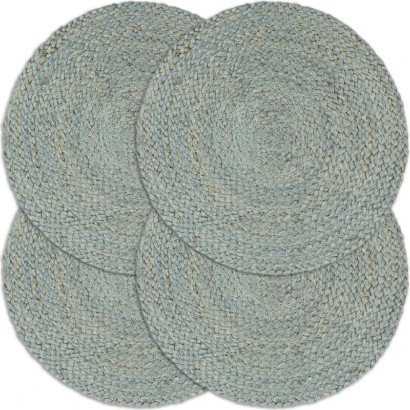 Dækkeservietter i jute, rund 38 cm - 4 stk, olivengrøn