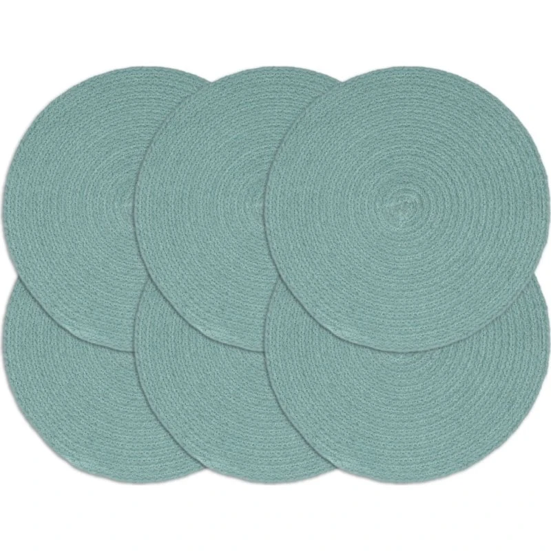 Dækkeservietter 6 stk. rund 38 cm i bomuld – grøn