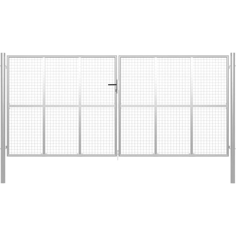 Galvaniseret havelåge i stål 415x175 cm - sølv