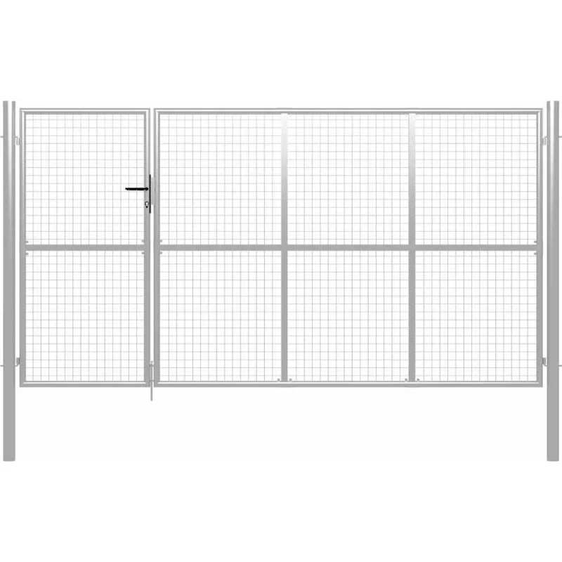 Havelåge i stål 350x150 cm – sølv med lås