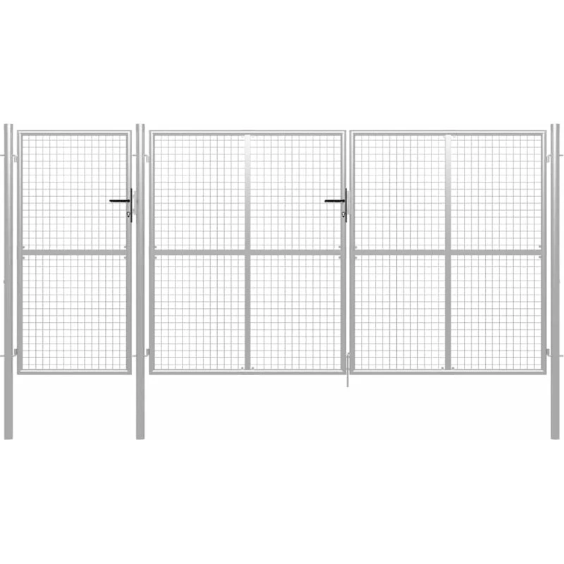 Havelåge i stål 400x150 cm - sølv, inkl. lås