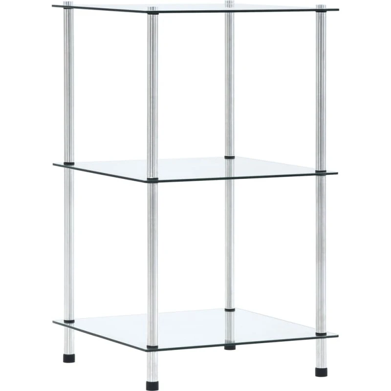 Glasreol 3 hylder 40x40x67 cm – hærdet transparent glas
