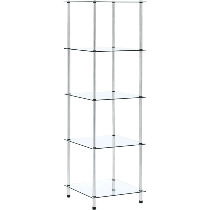 Glasreol 5 hylder 40x40x130 cm – hærdet glas