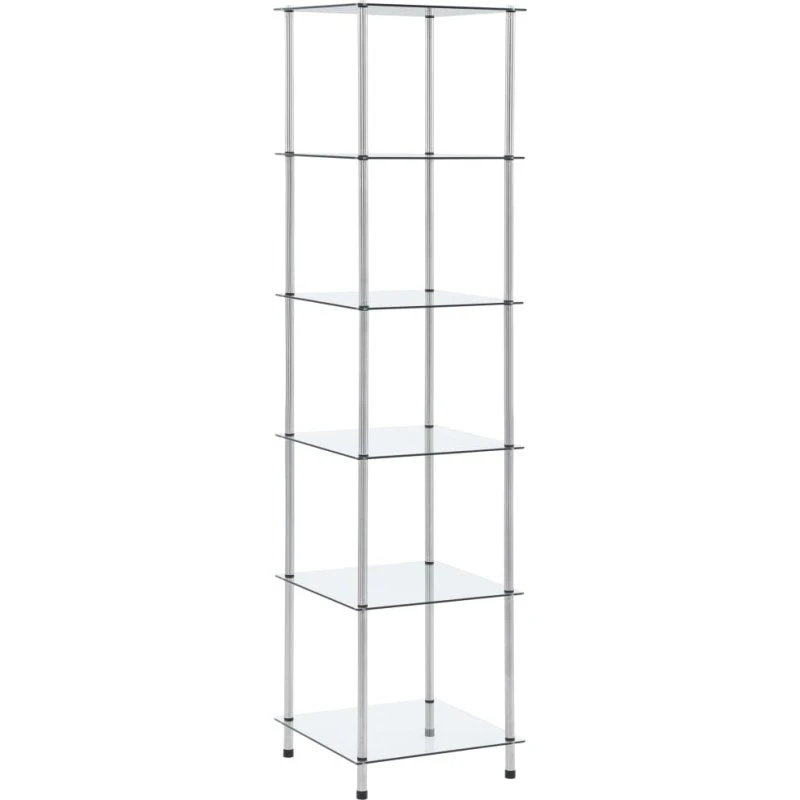 Glassreol 6 hylder 40x40x160 cm – hærdet glas