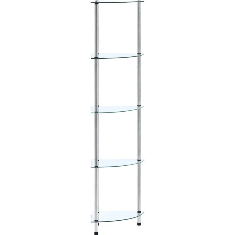 Glasreol 5 hylder 30x30x130 cm — hærdet glas