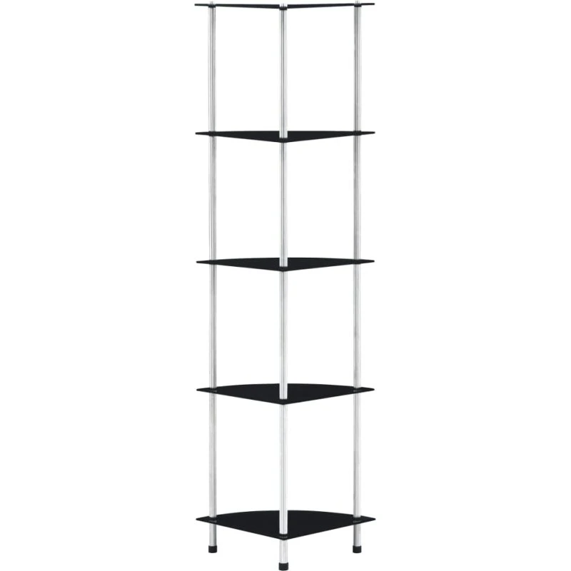 Glasreol 5 hylder 30x30x130 cm – Sort