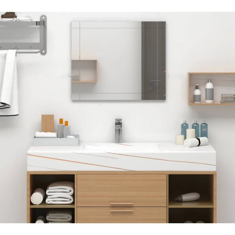 Vægspejl i glas 60x50 cm – sleben kant, 5 mm