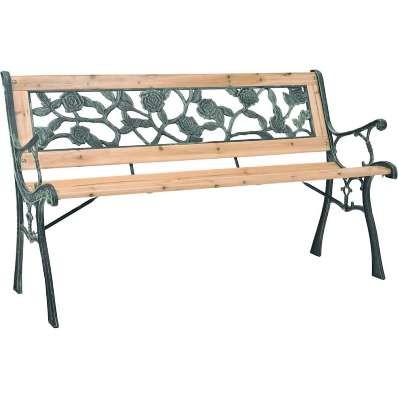 Havebænk i træ & smedejern 122 cm – nostalgisk design