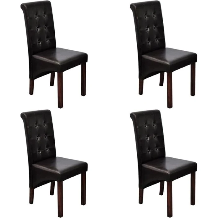 Spisebordsstole 4 stk. brun kunstlæder og træ