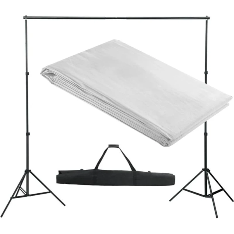 Stativsystem til fotobaggrund 300x300 cm - hvid