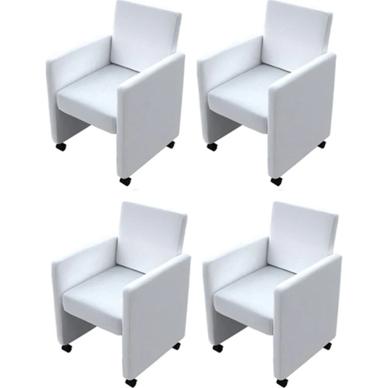 Spisebordsstole 4 stk. hvide i kunstlæder