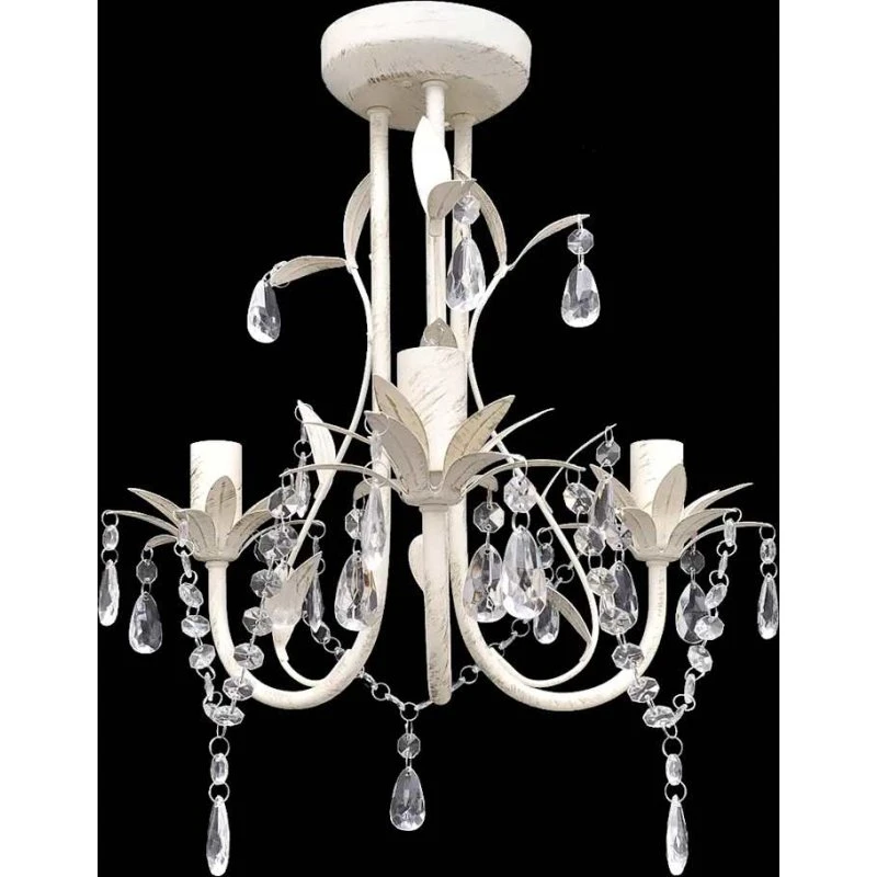 Elegant hvid krystallysekrone – klassisk loftlampe