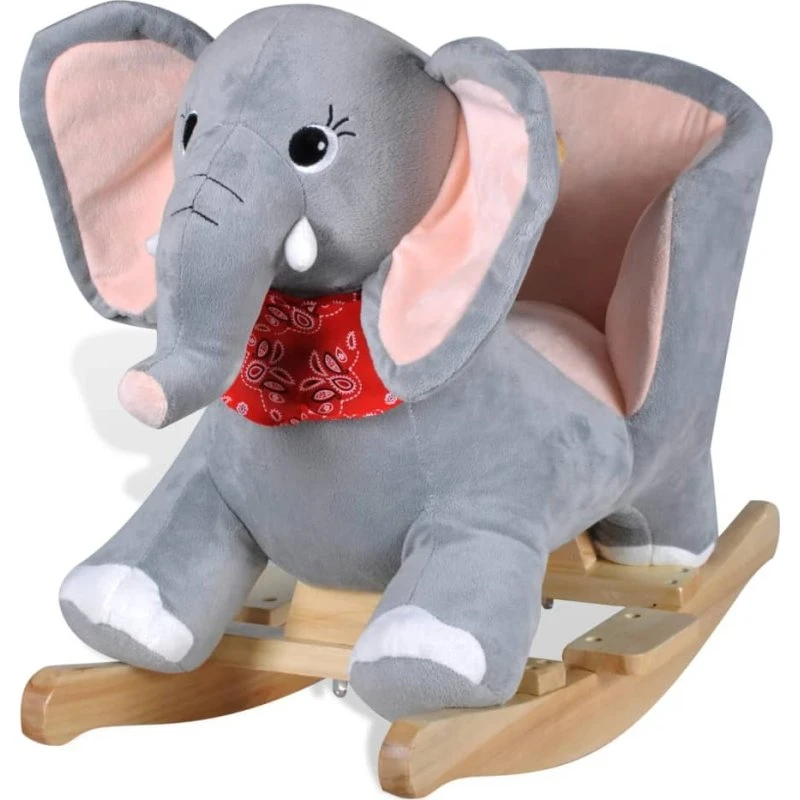 Gyngedyr Elefant i Blødt Plys – Babygynge (60×32×54 cm)