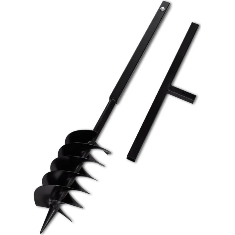 Jordbor 150 mm med håndtag - 3 spiraler, stål, sort
