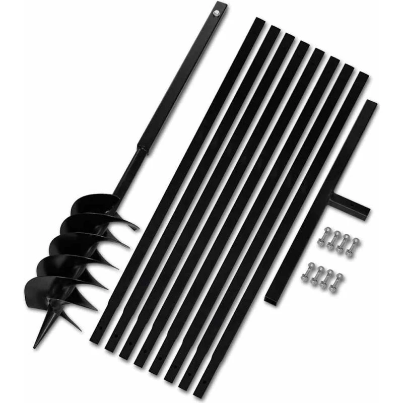 Pælebor 150 mm med håndtag og 9 m forlængerrør, stål