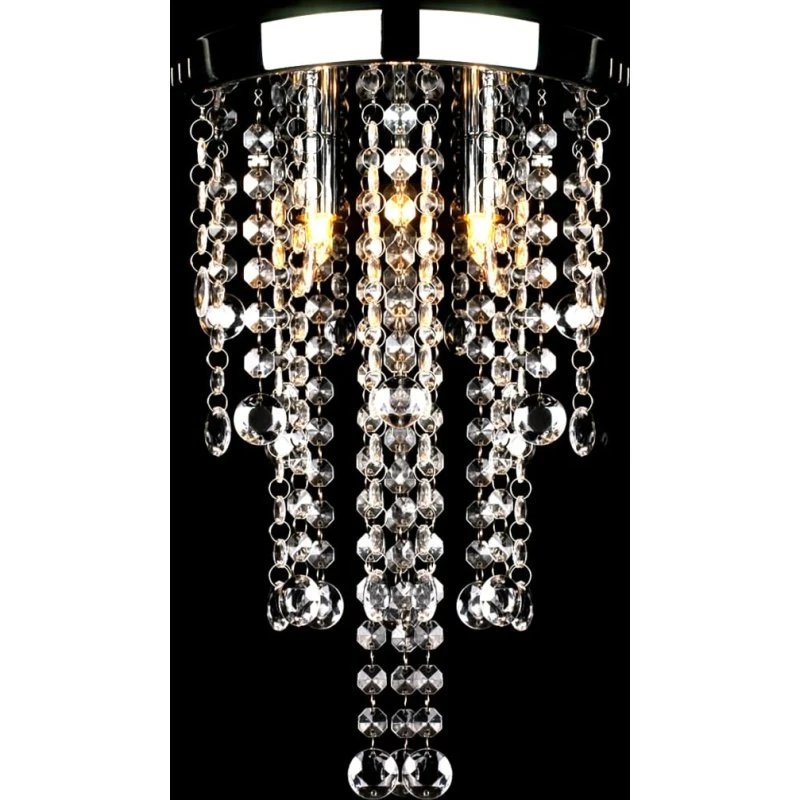 Hvid loftslampe i metal med krystalperler