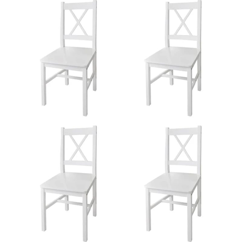 Spisebordsstole 4 stk. i massivt fyrretræ - hvid
