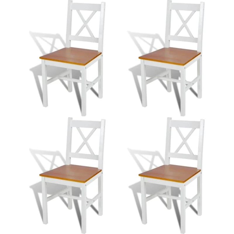 4 stk. spisebordsstole i massivt fyrretræ, hvid