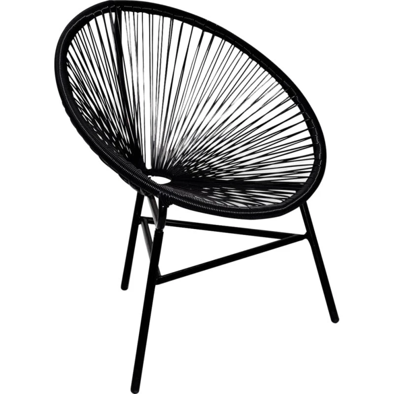 Havestol i polyrattan sort med ovalt design