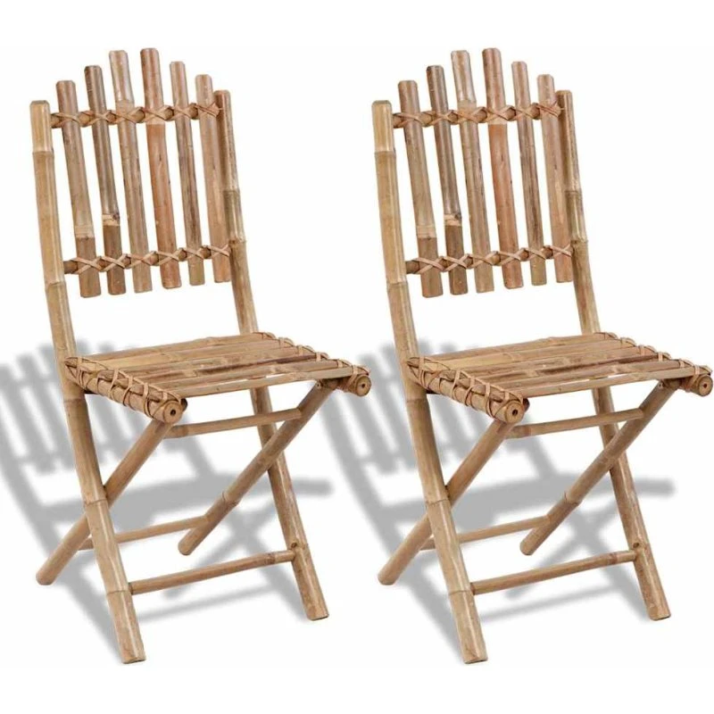 Foldbare havestole i bambus, 2 stk