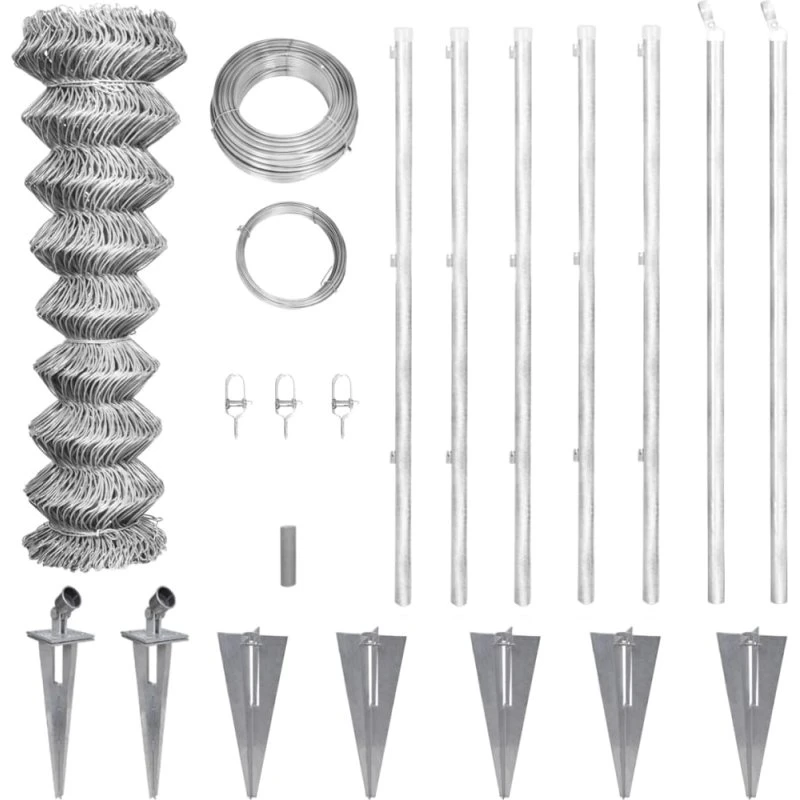 Trådhegn sæt galvaniseret stål 15x1 m med stolper