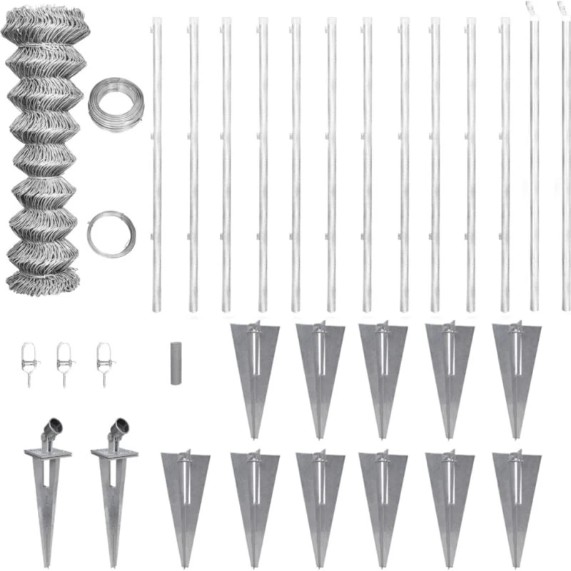 Trådhegn sæt galvaniseret stål 25 x 0,8 m med stolper
