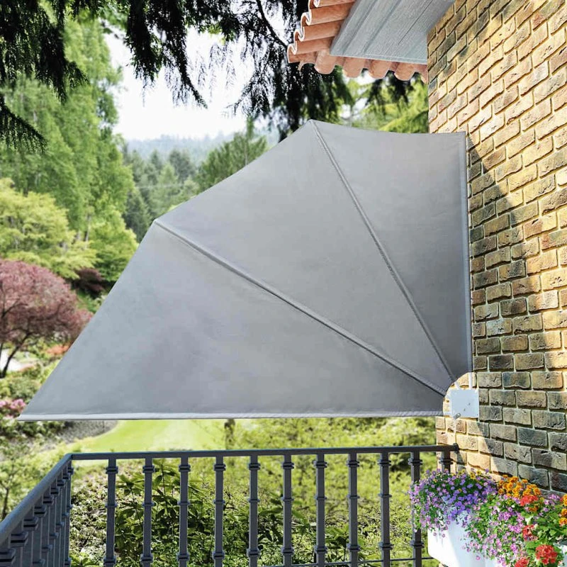 Sammenklappelig sidemarkise til altan 160x240 cm - grå