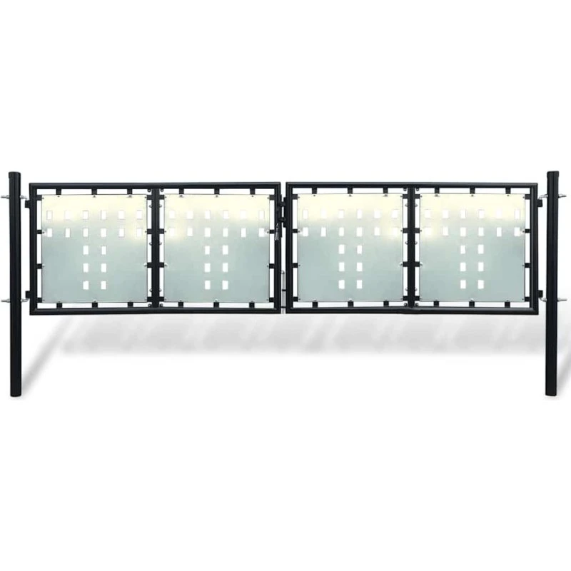 Sort enkeltdørs hegnslåge 300x125 cm i pulverlakeret stål