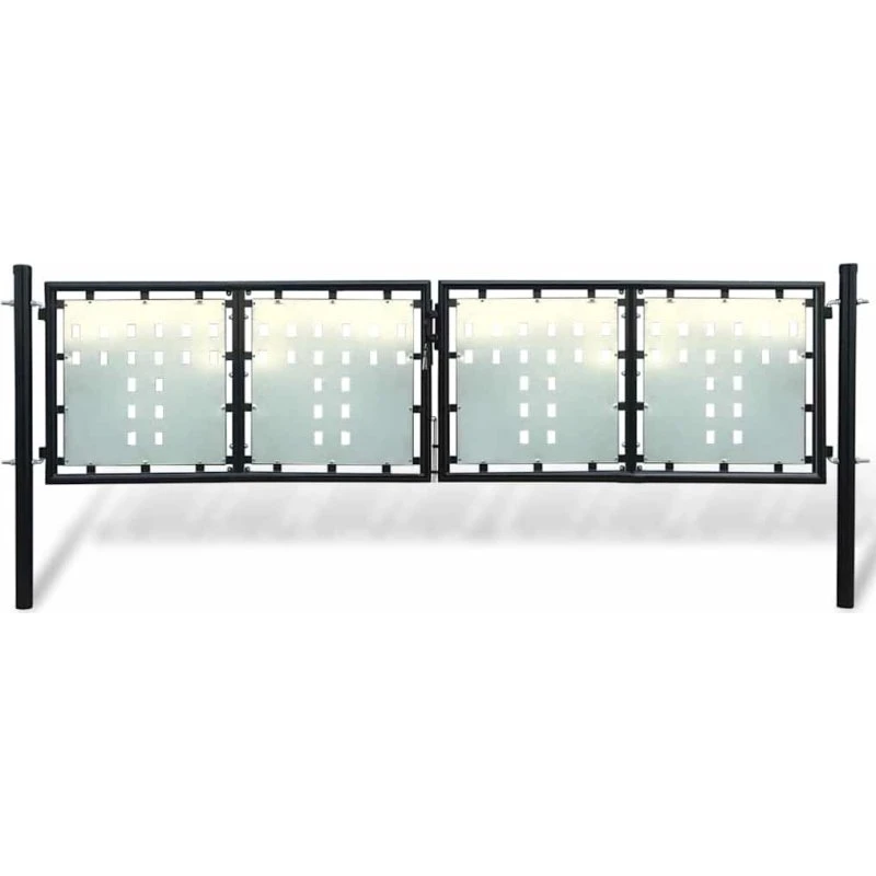 Sort enkeltdørs hegnslåge 300x150 cm - robust stål