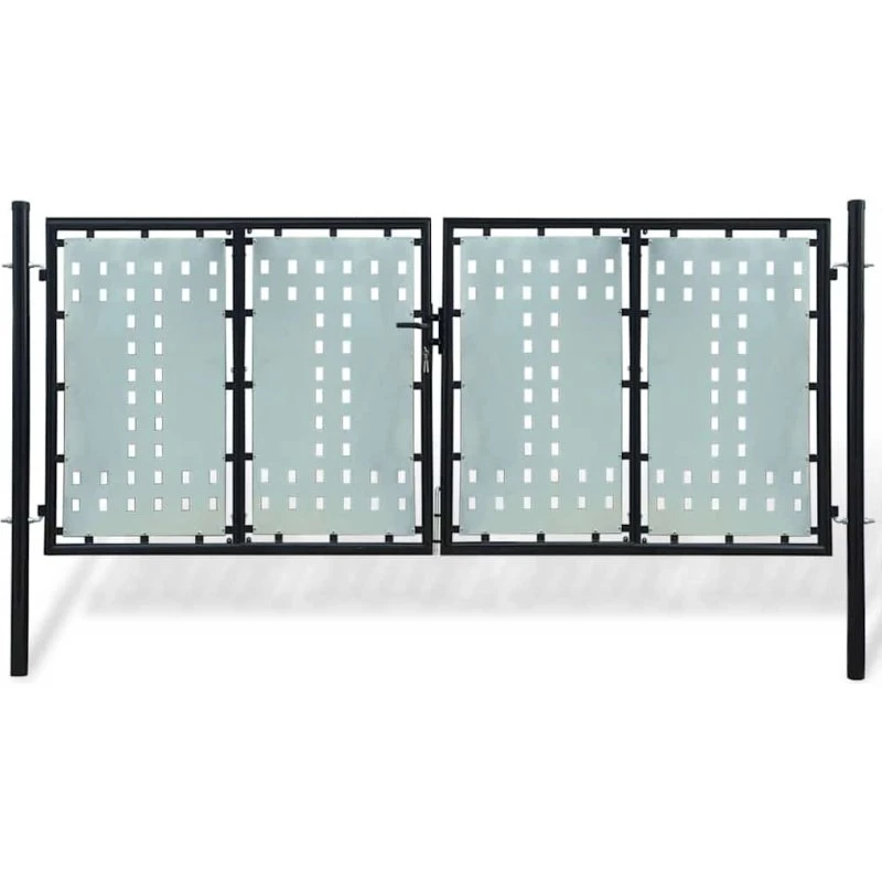 Sort stål hegnslåge enkeltdør 300x125–175 cm