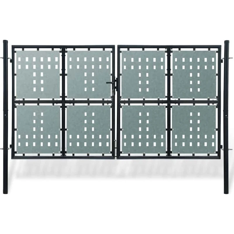 Sort hegnslåge i stål, enkeltdør 300x200–300x250 cm